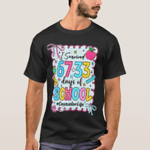 Coquette I Survived 67+33 Days of School Counselor T-Shirt