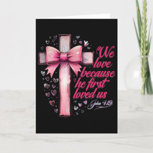 Coquette Jesus Valentine Cross Bow Christian Love  Card
