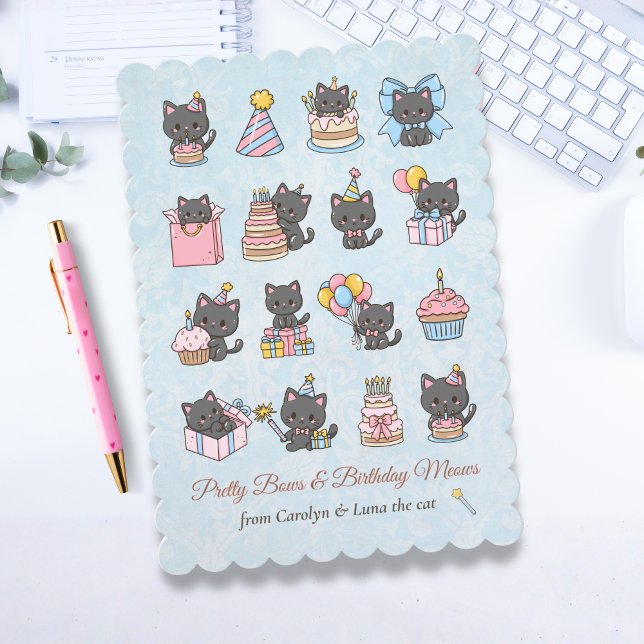 Coquette Kawaii Cat Birthday Card (Coquette Kawaii Cat Birthday Card)