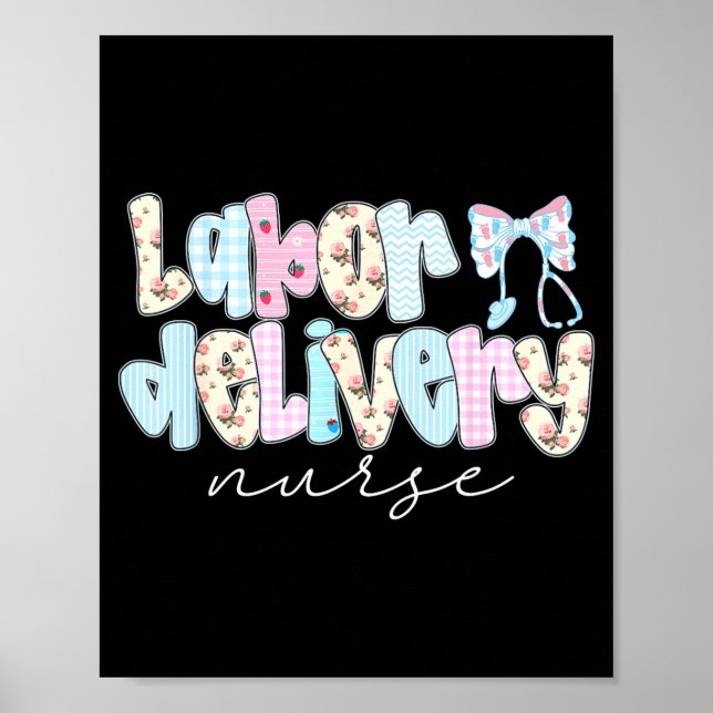 Coquette Labor And Delivery Nurse Crewneck, Bow St Poster (Front)