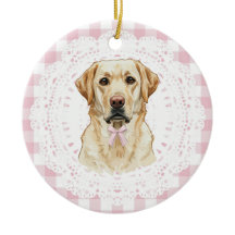Coquette Labrador Dog Art Pink Gingham Bows