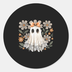 Coquette Lace Ghost Boo Vintage Floral In Boojee H Classic Round Sticker