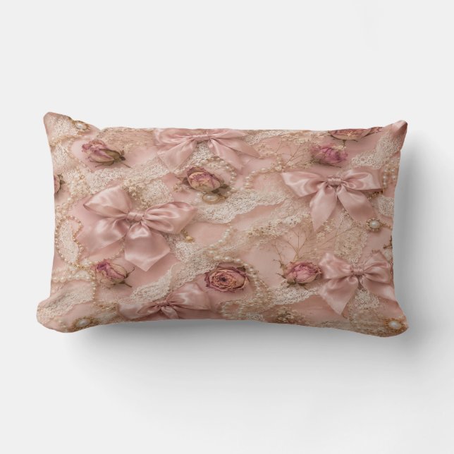 Coquette Lace & Pearls Pillow (Front)