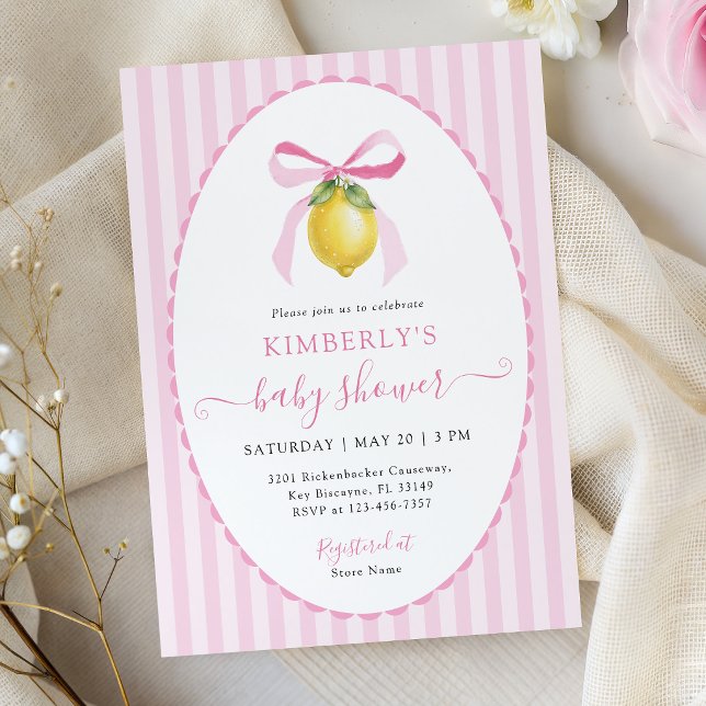 Coquette Lemon Baby Shower Invitation (Creator Uploaded)