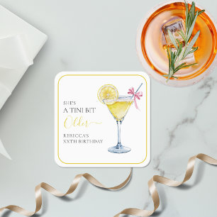 Coquette Lemon Cocktail A Tini Bit Older Birthday Square Paper Coaster