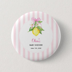 Coquette Lemon Pink Baby Shower 6 Cm Round Badge