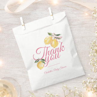 Coquette Lemon Pink Baby Shower Favour Bags