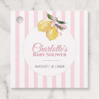 Coquette Lemon Pink Baby Shower Favour Tags