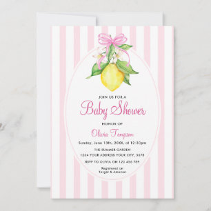 Coquette Lemon Pink Baby Shower Invitation