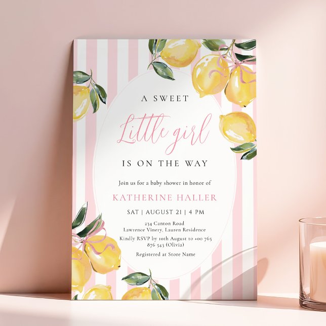 Coquette Lemon Pink Baby Shower Invitation (Creator Uploaded)