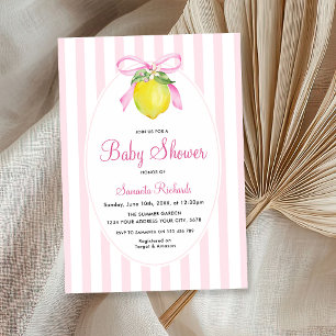 Coquette Lemon Pink Baby Shower Invitation