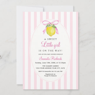Coquette Lemon Pink Baby Shower Invitation