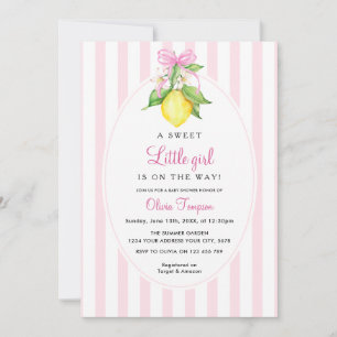 Coquette Lemon Pink Baby Shower Invitation
