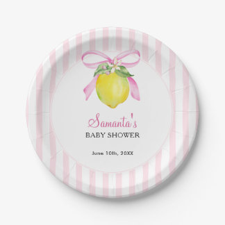 Coquette Lemon Pink Baby Shower Paper Plate
