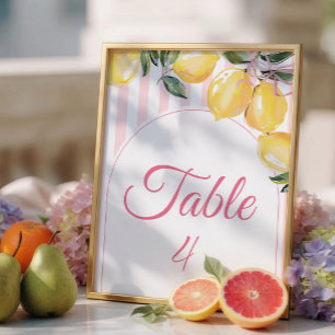 Coquette Lemon Pink Baby Shower table number