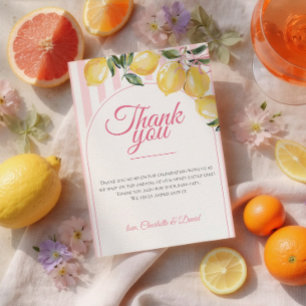 Coquette Lemon Pink Baby Shower thank you card