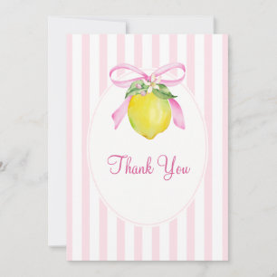 Coquette Lemon Pink Baby Shower Thank You Card