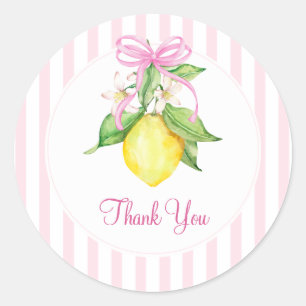 Coquette Lemon Pink Baby Shower Thank You Classic Round Sticker