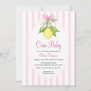 Coquette Lemon Pink Ciao Baby Shower Invitation