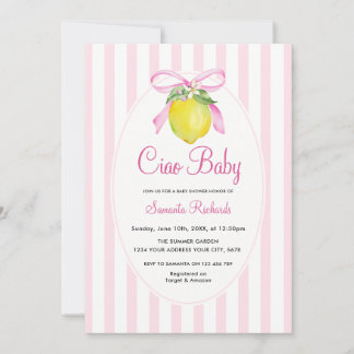 Coquette Lemon Pink Ciao Baby Shower Invitation