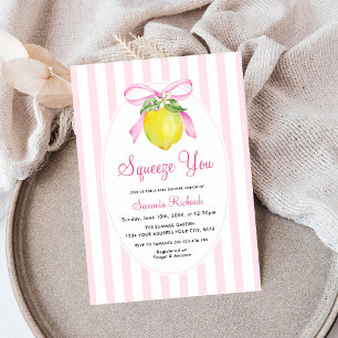 Coquette Lemon Pink Squeeze You Baby Shower Invitation