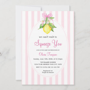 Coquette Lemon Pink Squeeze You Baby Shower Invitation