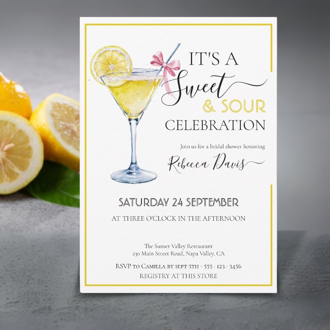 Coquette lemon Sweet & Sour bridal shower Invitation (Creator Uploaded)