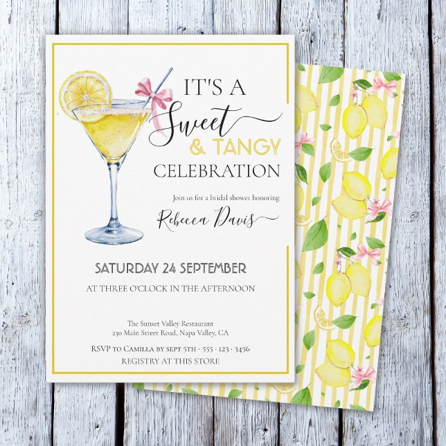 Coquette lemon Sweet & Tangy bridal shower Invitation (Creator Uploaded)