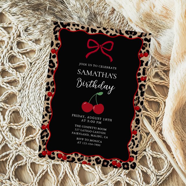 Coquette Leopard Cheetah Girl Birthday Invitation (Creator Uploaded)