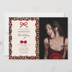 Coquette Leopard Cheetah Girl Birthday Photo Invitation