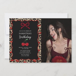 Coquette Leopard Cheetah Girl Birthday Photo Invitation