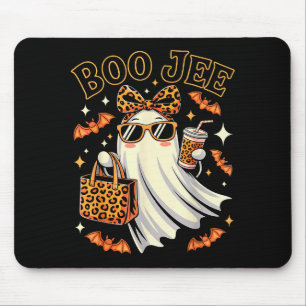 Coquette Leopard Ghost Coffee Boo Jee Halloween Bo Mouse Pad