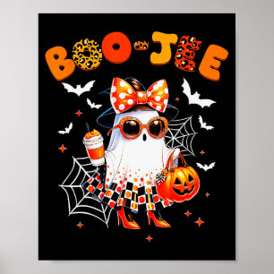 Coquette Leopard Ghost Coffee Boo-jee Halloween Bo Poster