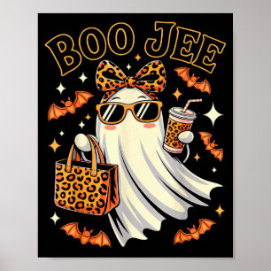 Coquette Leopard Ghost Coffee Boo Jee Halloween Bo Poster