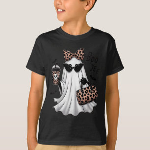 Coquette Leopard Ghost Coffee Boo-jee Halloween Bo T-Shirt