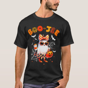 Coquette Leopard Ghost Coffee Boo-jee Halloween Bo T-Shirt