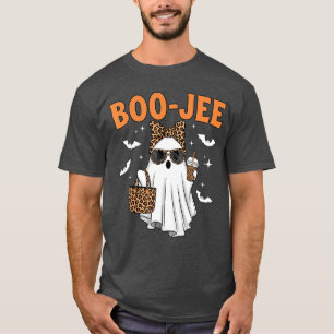 Coquette Leopard Ghost Coffee Boo JEE Halloween Bo T-Shirt