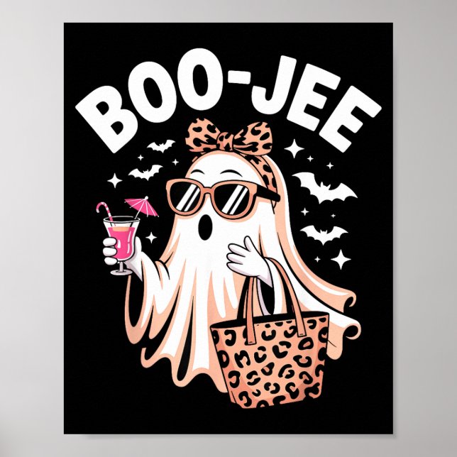 Coquette leopard ghost coffee boo-jee halloween  poster (Front)