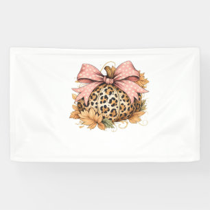 Coquette Leopard Pumpkin with Pink Bow – Glam Fall Banner