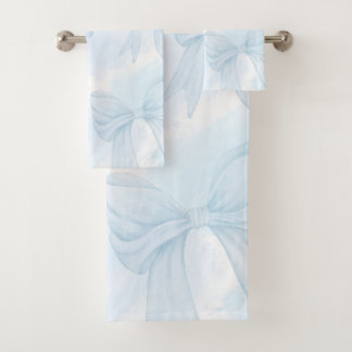 Coquette Light Blue Ribbon Bow Bath Towel Set