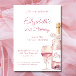 Coquette Light Pink Bows and Wine 21st Birthday Invitation<br><div class="desc">Toast to 21 years of fabulousness with our Coquette 21st Birthday Party Invitation! This chic design features a light pink watercolor bottle of wine and a wine glass, both adorned with charming bows, capturing the essence of Balletcore Elegance and coquette aesthetics. Set the stage for a stylish celebration as you...</div>