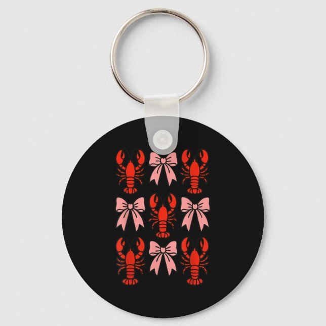 Coquette Lobster Nk Bow Clean Girl Retro Aesthetic Key Ring (Front)
