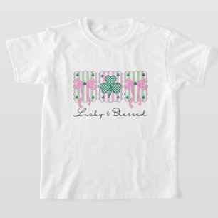 Coquette Lucky & Blessed St Patrick's Day T-Shirt