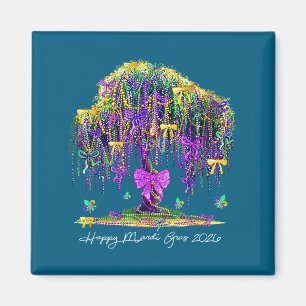 Coquette Mardi Gras 2026 Beads Tree Carnival New O Magnet