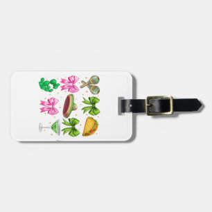 Coquette Mardi Gras Bow Fleur De Lis Mask Fat Tues Luggage Tag