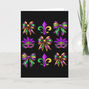 Coquette Mardi Gras Bows Fat Tuesday New Orleans W Card