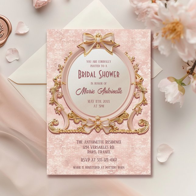 Coquette Marie Antoinette Rococo Bridal Shower Invitation (Creator Uploaded)