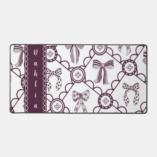 Coquette Maroon Bow Desk Mat (Front)