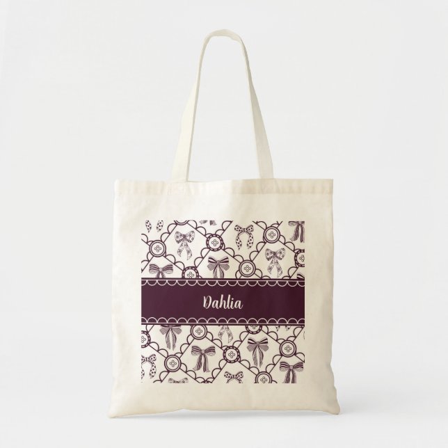 Coquette Maroon Bow Tote Bag (Front)