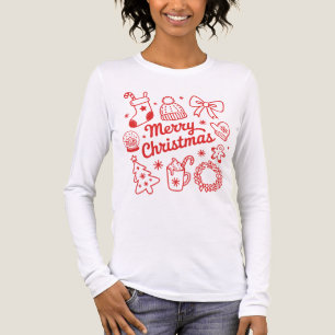 Coquette Merry Christmas Doodles Tree Bow Tri-Blend Shirt